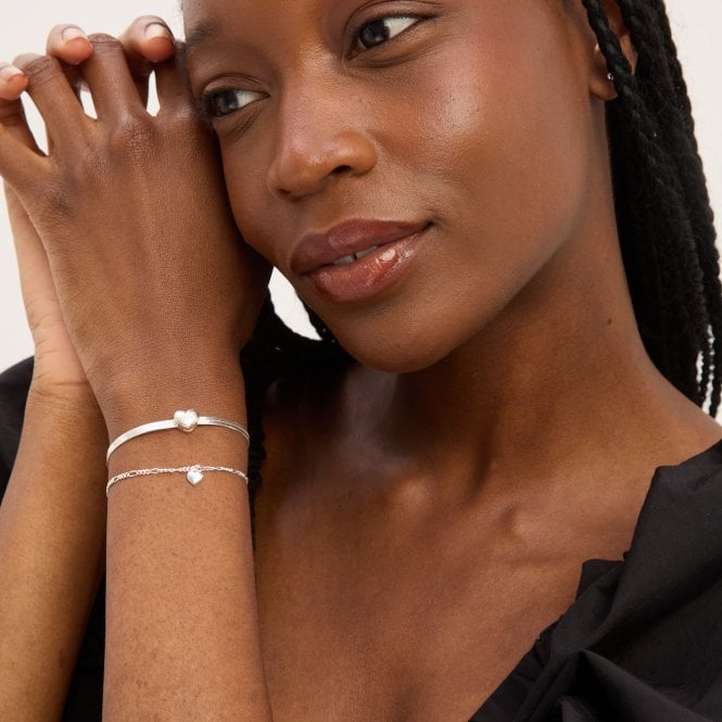 Jon Richard Simply Silver Sterling Silver 925 Polished Snake Chain Puff Heart Bracelet