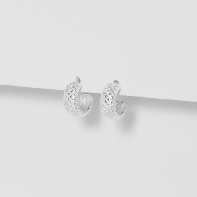 Jon Richard Simply Silver Sterling Silver 925 Polished Snake Textured Hoop Earrings