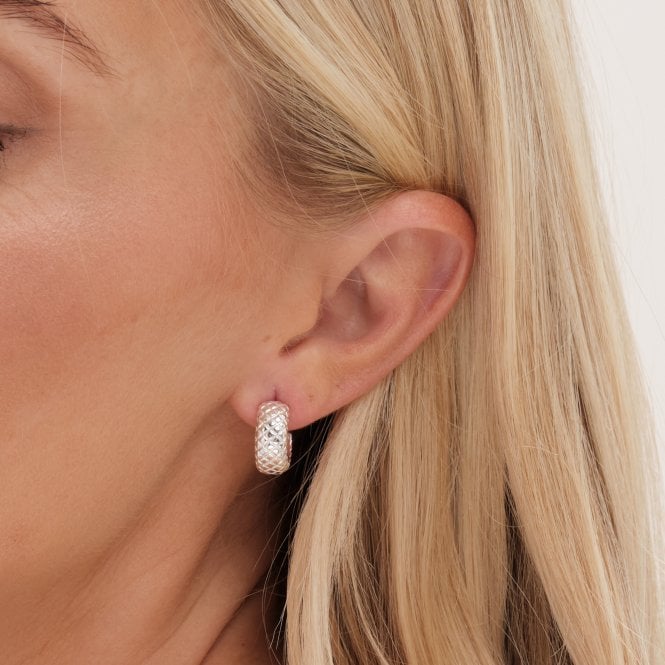 Jon Richard Simply Silver Sterling Silver 925 Polished Snake Textured Hoop Earrings