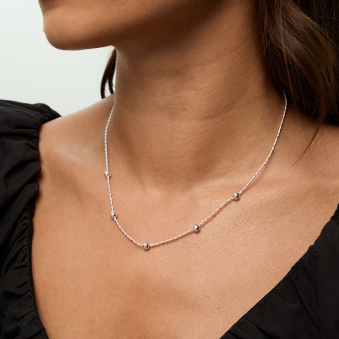 Jon Richard Simply Silver Sterling Silver 925 Polished Station Allway Necklace