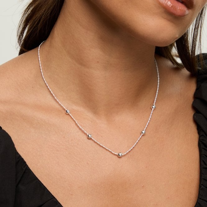 Jon Richard Simply Silver Sterling Silver 925 Polished Station Allway Necklace