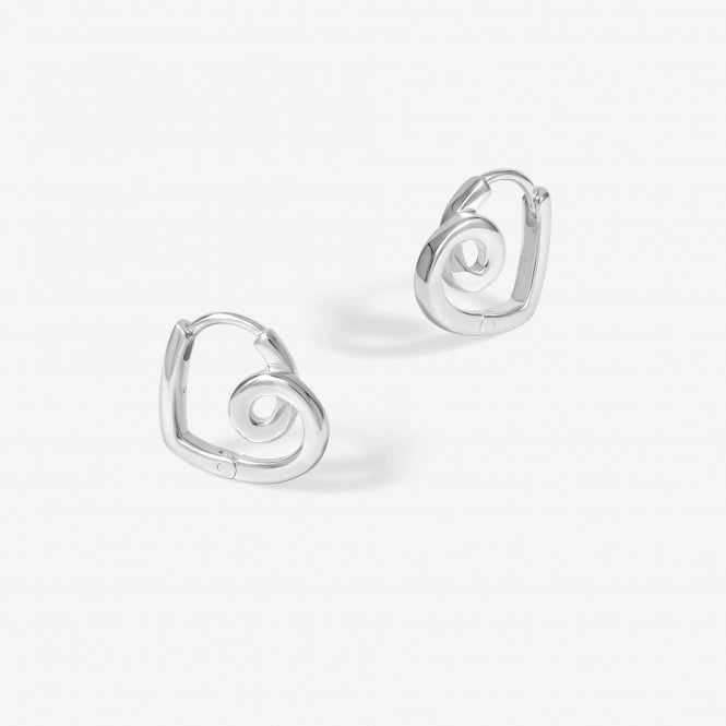 jon richard Simply Silver Sterling Silver 925 Polished Swirl Heart Hoop Earrings
