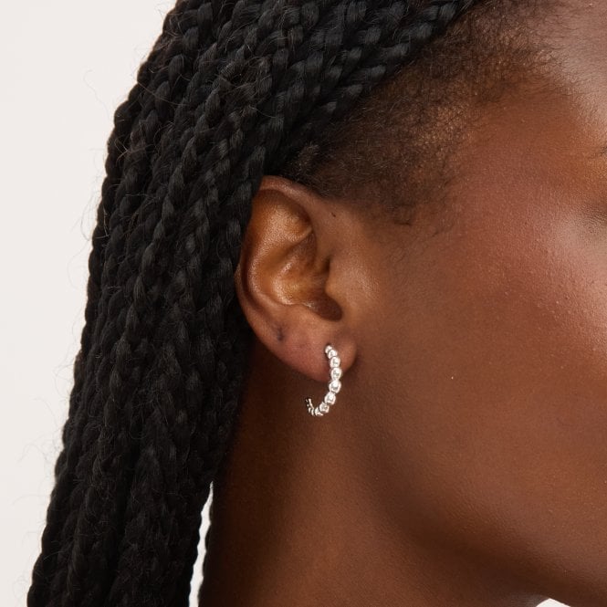 Jon Richard Simply Silver Sterling Silver 925 Polished Textured Orb Hoop Earrings