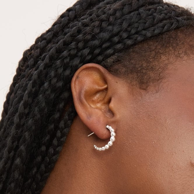 Jon Richard Simply Silver Sterling Silver 925 Polished Textured Orb Hoop Earrings