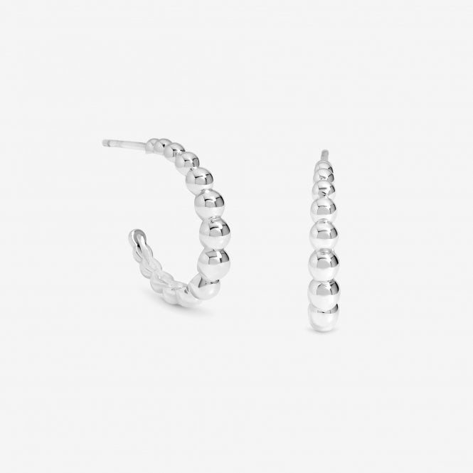 jon richard Simply Silver Sterling Silver 925 Polished Textured Orb Hoop Earrings