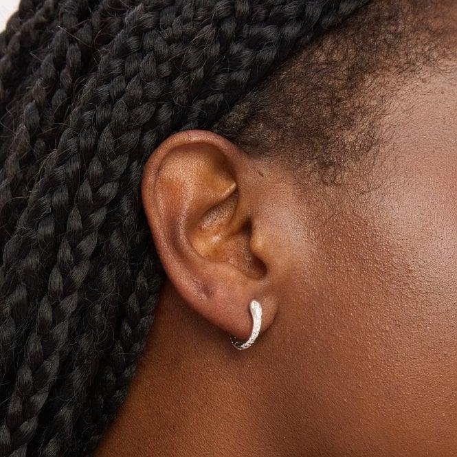 Jon Richard Simply Silver Sterling Silver 925 Polished Textured Snake Huggie Hoop Earrings