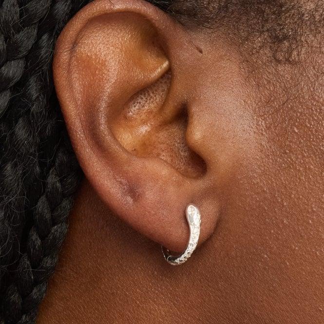 Jon Richard Simply Silver Sterling Silver 925 Polished Textured Snake Huggie Hoop Earrings