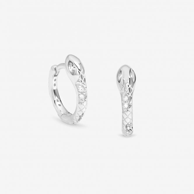 jon richard Simply Silver Sterling Silver 925 Polished Textured Snake Huggie Hoop Earrings