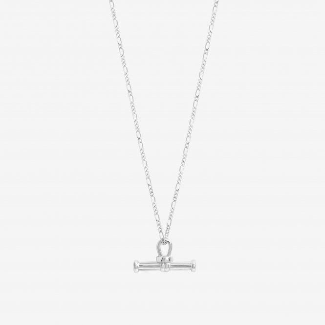 jon richard Simply Silver Sterling Silver 925 Polished Textured T Bar Necklace - Gift Pouch