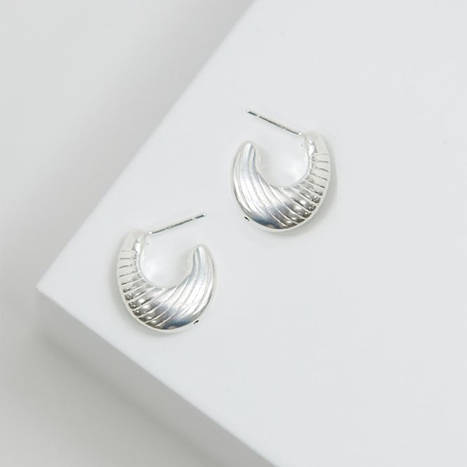 Jon Richard Simply Silver Sterling Silver 925 Polished Textured Hoop Earrings