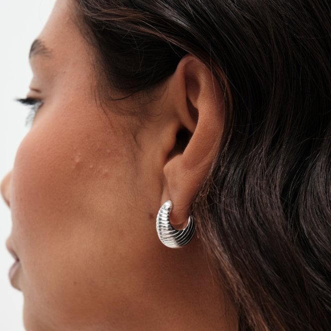 Jon Richard Simply Silver Sterling Silver 925 Polished Textured Hoop Earrings