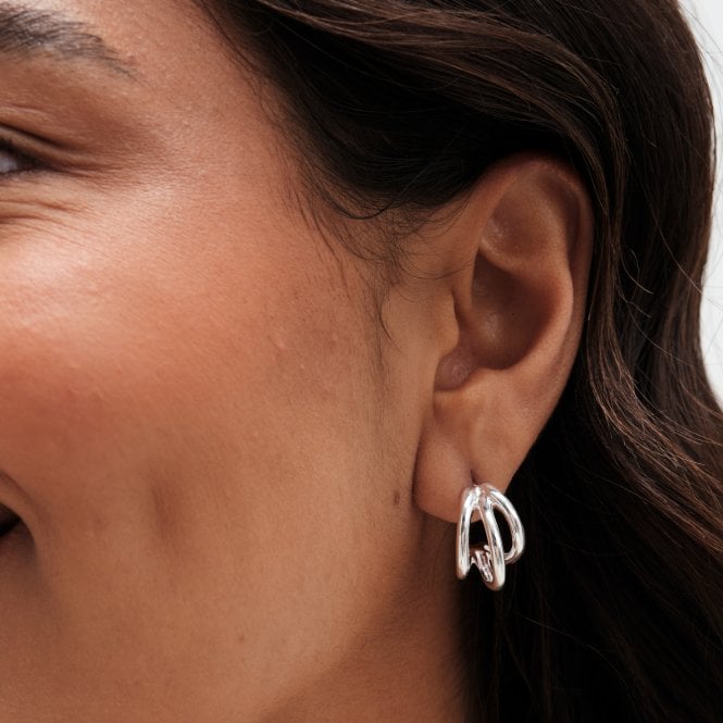 Jon Richard Simply Silver Sterling Silver 925 Polished Triple Row Hoop Earrings