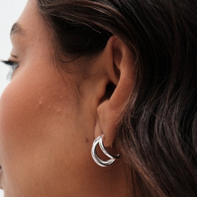 Jon Richard Simply Silver Sterling Silver 925 Polished Triple Row Hoop Earrings