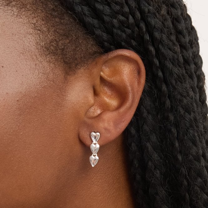 Jon Richard Simply Silver Sterling Silver 925 Polished Triple Heart Drop Earrings