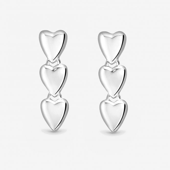 jon richard Simply Silver Sterling Silver 925 Polished Triple Heart Drop Earrings