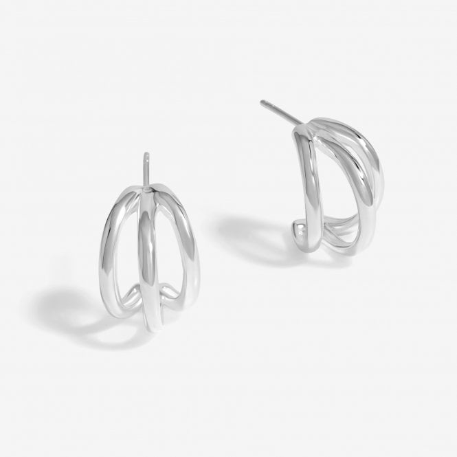 jon richard Simply Silver Sterling Silver 925 Polished Triple Row Hoop Earrings