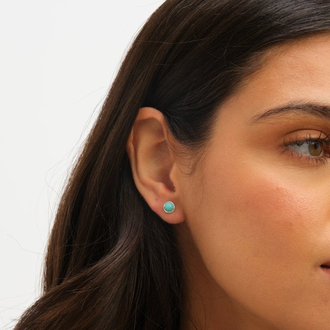 Jon Richard Simply Silver Sterling Silver 925 Polished Turquoise Stud Earrings