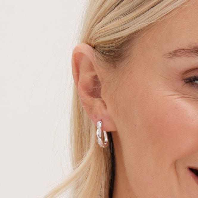 Jon Richard Simply Silver Sterling Silver 925 Polsihed And Cubic Zirconia Plaited Hoop Earrings