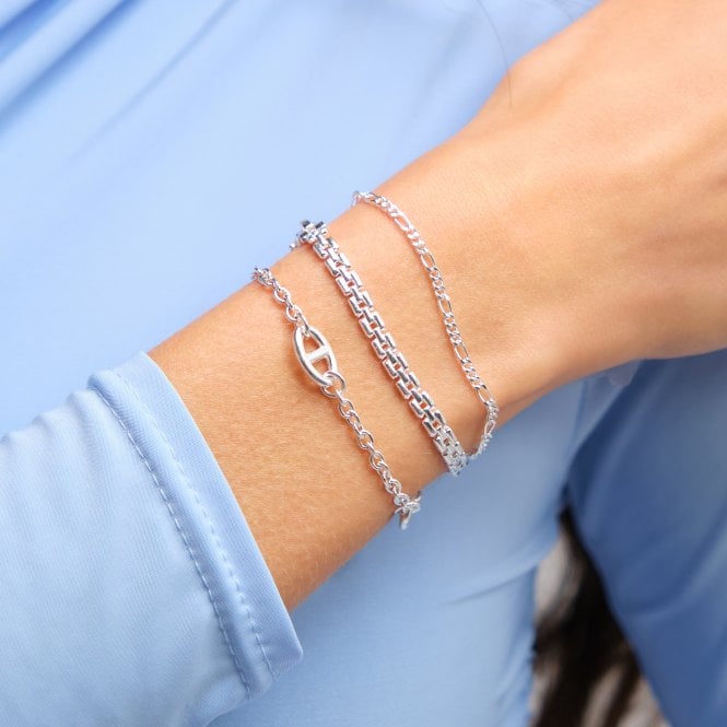 Jon Richard Simply Silver Sterling Silver 925 Premium Polished Gate Chain Bracelet