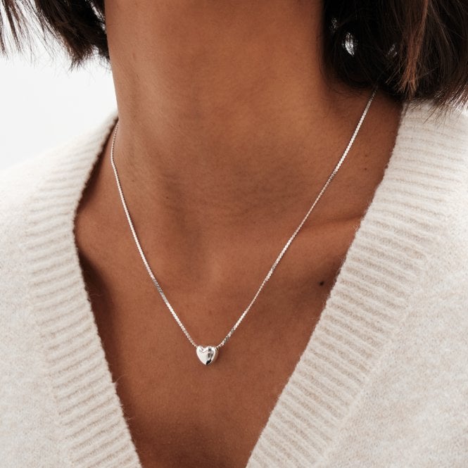 Jon Richard Simply Silver Sterling Silver 925 Puff Heart Threaded Chain Necklace