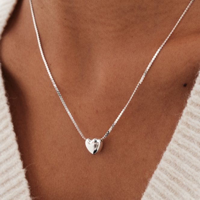 Jon Richard Simply Silver Sterling Silver 925 Puff Heart Threaded Chain Necklace