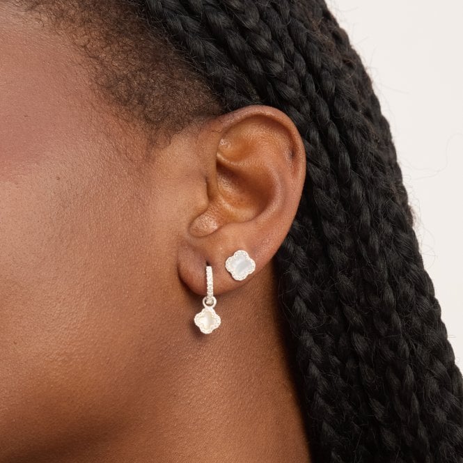 Jon Richard Simply Silver Sterling Silver 925 Semi Precious Clover Charm Hoop Earrings