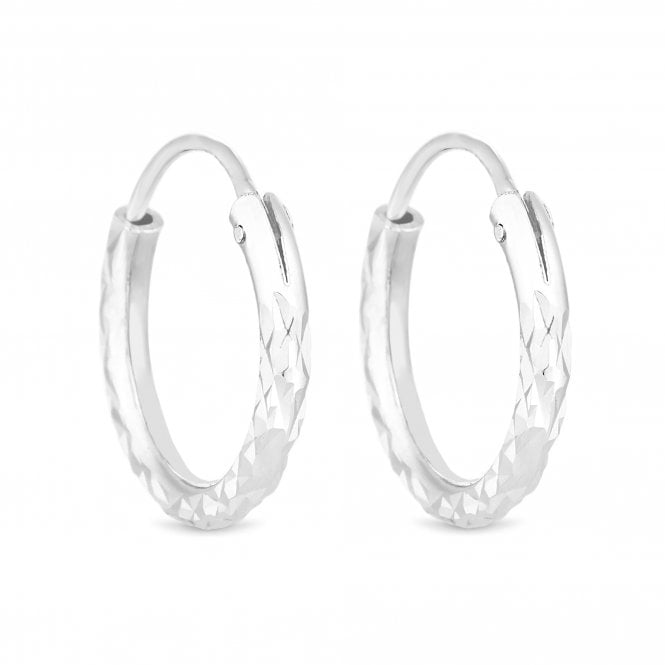 jon richard Simply Silver Sterling Silver 925 Silver Mini Diamond Cut Hoop Earring