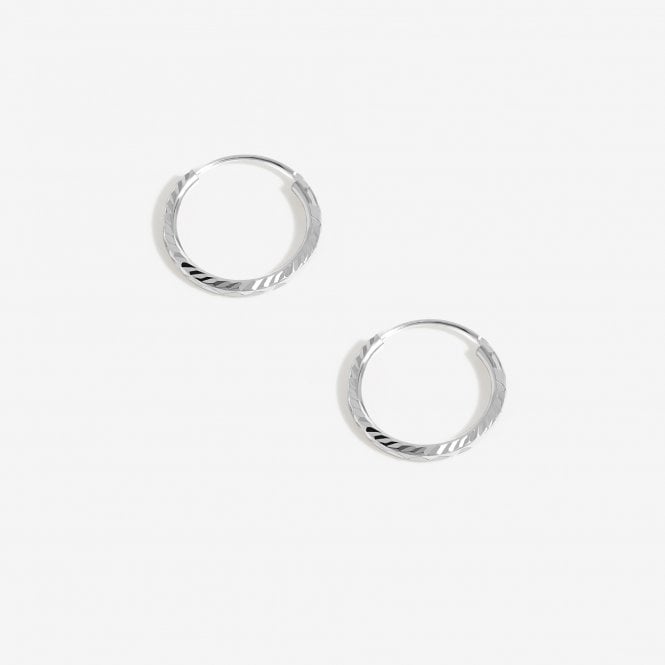 Jon Richard Simply Silver Sterling Silver 925 Textured Mini Sleeper Hoop Earrings
