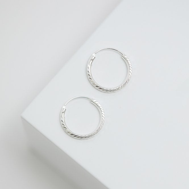 Jon Richard Simply Silver Sterling Silver 925 Textured Mini Sleeper Hoop Earrings