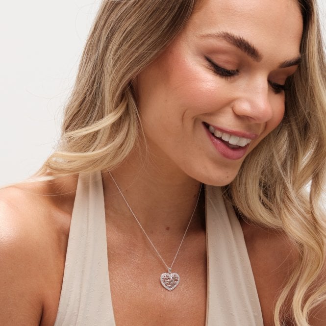 Jon Richard Simply Silver Sterling Silver 925 Tree Of Love Heart Pendant