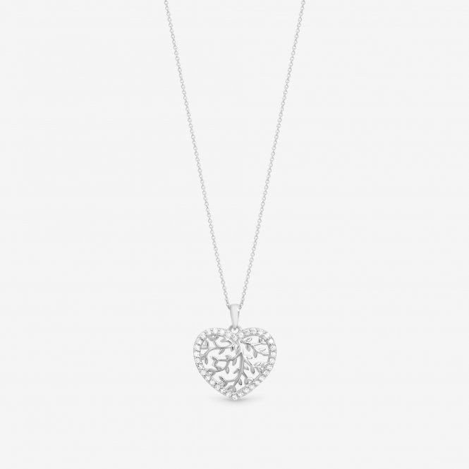 jon richard Simply Silver Sterling Silver 925 Tree Of Love Heart Pendant