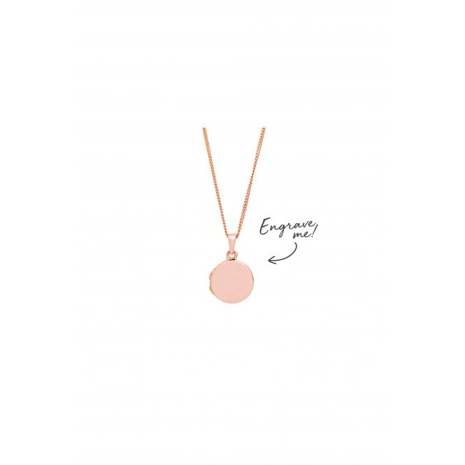 jon richard Simply Silver Sterling Silver Rose Gold Round Locket Necklace - Personalised By Engraving