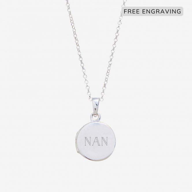 jon richard Simply Silver Sterling Silver Round Locket Necklace - Personalised By Engraving