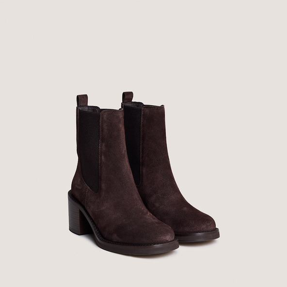 Jonak Ankle Boots With Heel In Dark Brown Suede BEACH
