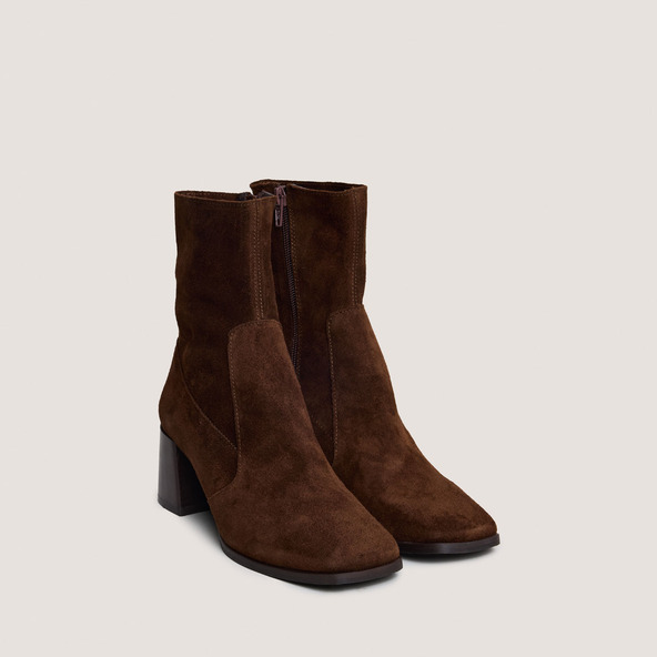 Jonak Ankle Boots With Oval Toes In Brown Split Leather ARGENTAT