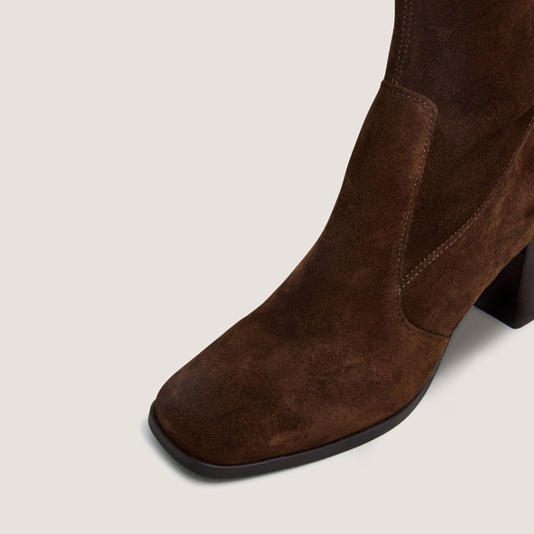 Jonak Ankle Boots With Oval Toes In Brown Split Leather ARGENTAT
