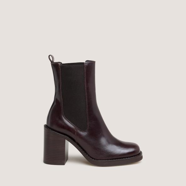 Jonak Ankle Boots With Overflowing Heels In Dark Brown Leather BRETZ