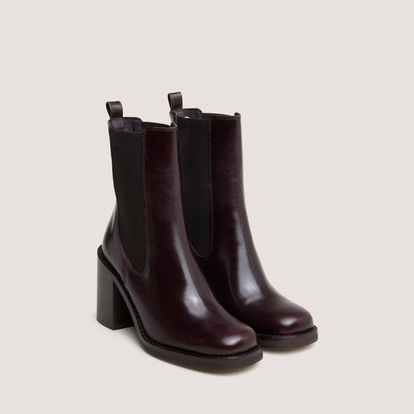 Jonak Ankle Boots With Overflowing Heels In Dark Brown Leather BRETZ