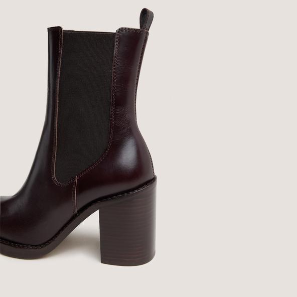 Jonak Ankle Boots With Overflowing Heels In Dark Brown Leather BRETZ