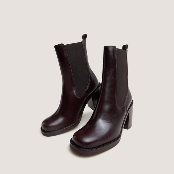 jonak Ankle boots with overflowing heels in dark brown leather BRETZ