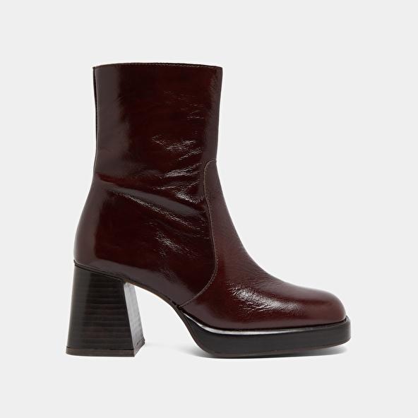 Jonak Ankle Boots With Platforms In Dark Brown Shiny Leather BRIGAND