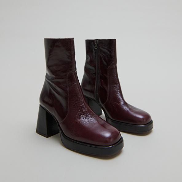 Jonak Ankle Boots With Platforms In Dark Brown Shiny Leather BRIGAND