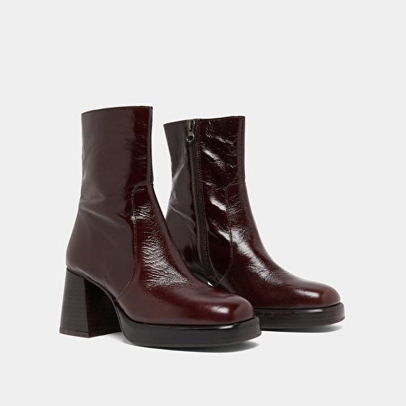 Jonak Ankle Boots With Platforms In Dark Brown Shiny Leather BRIGAND