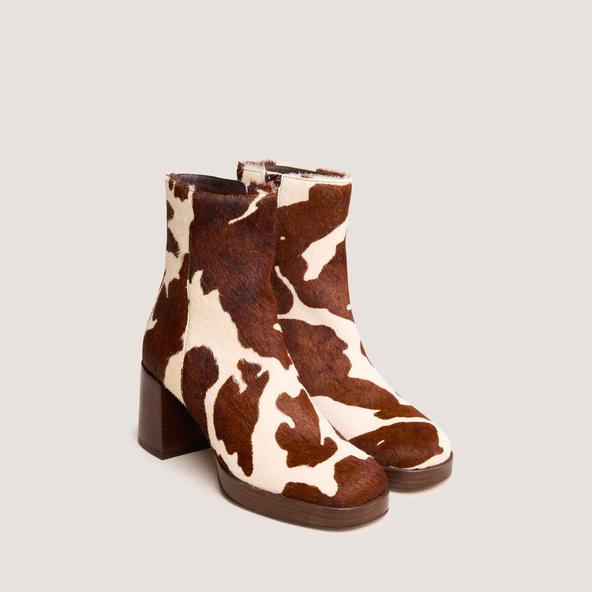 Jonak Ankle Boots With Square Toes In Brown Cowhide VANVES
