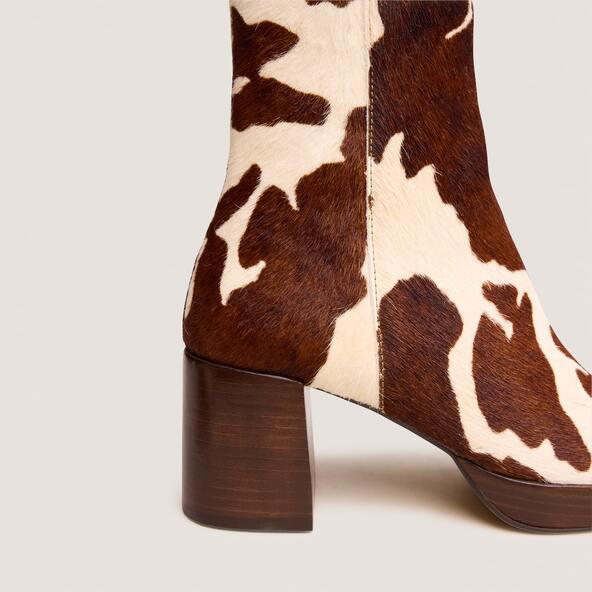 Jonak Ankle Boots With Square Toes In Brown Cowhide VANVES