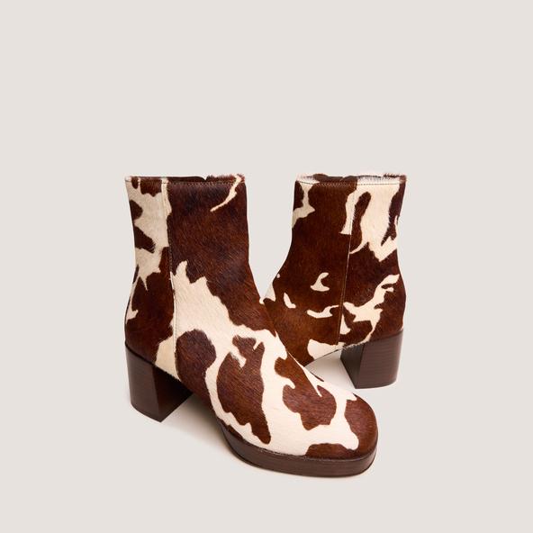 Jonak Ankle Boots With Square Toes In Brown Cowhide VANVES