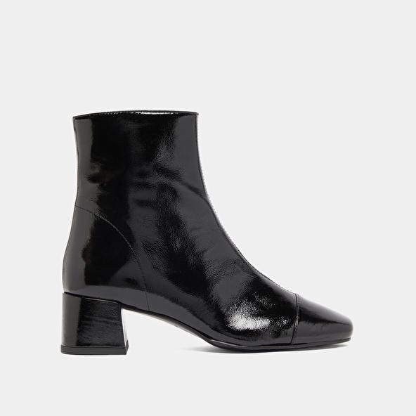 Jonak Ankle Boots With Zips In Black Pleated Patent Leather DOMENICA