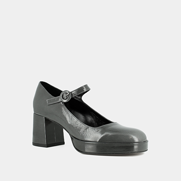 Jonak Babies à Talons Et Brides Uniques In Gray Shiny Leather VUELO