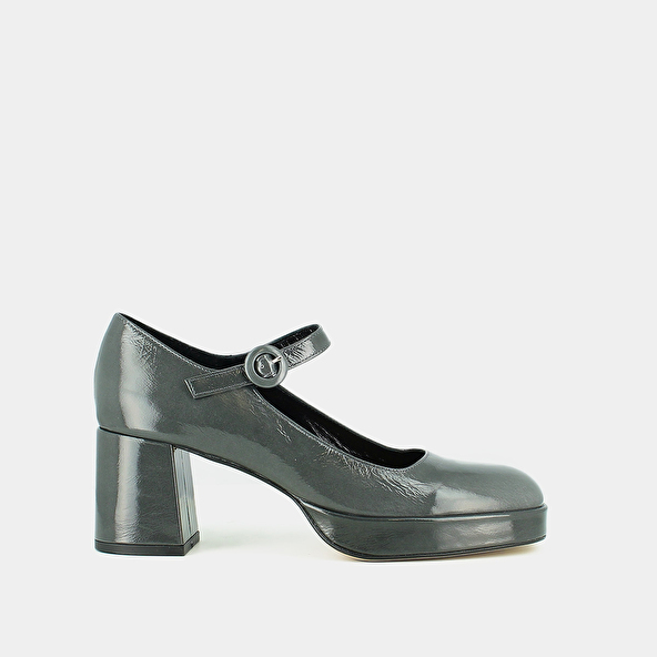 jonak Babies à talons et brides uniques in gray shiny leather VUELO