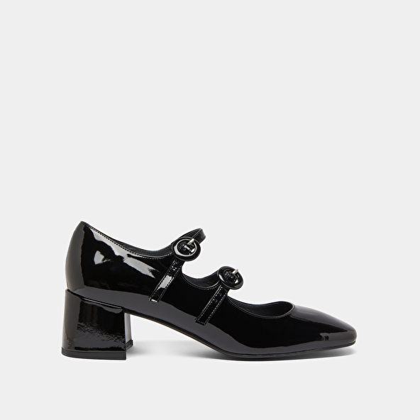 Jonak Babies With Double Straps And Rounded Toes In Black Patent DELOU